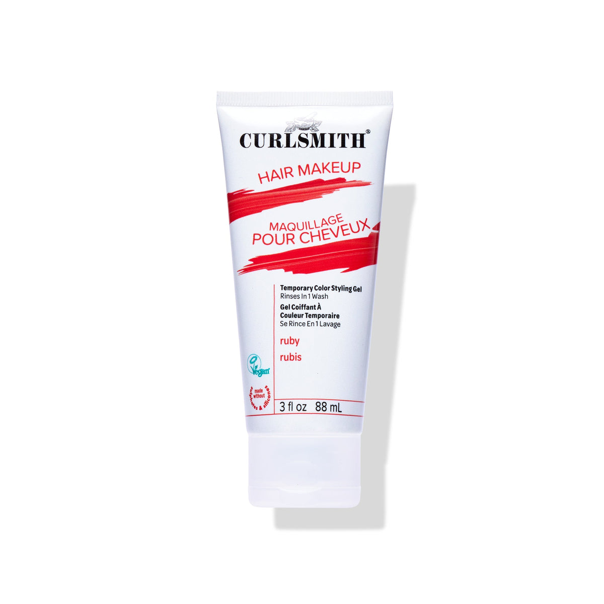 Curlsmith ruby hair makeup tube on a white background