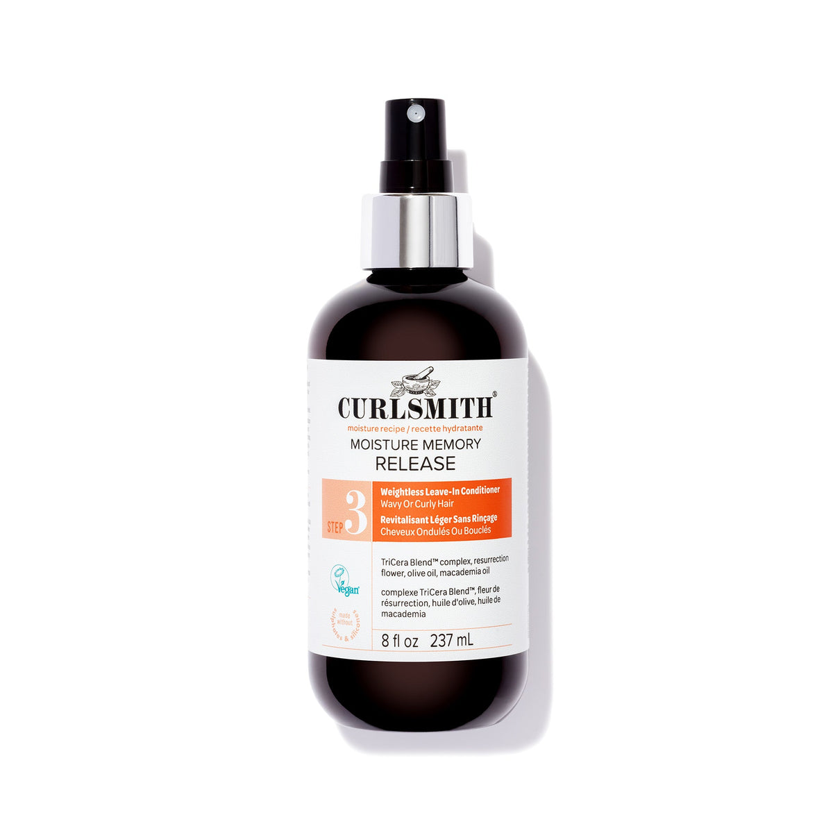 Bottle of Curlsmith Moisture Memory Release product on a white background
