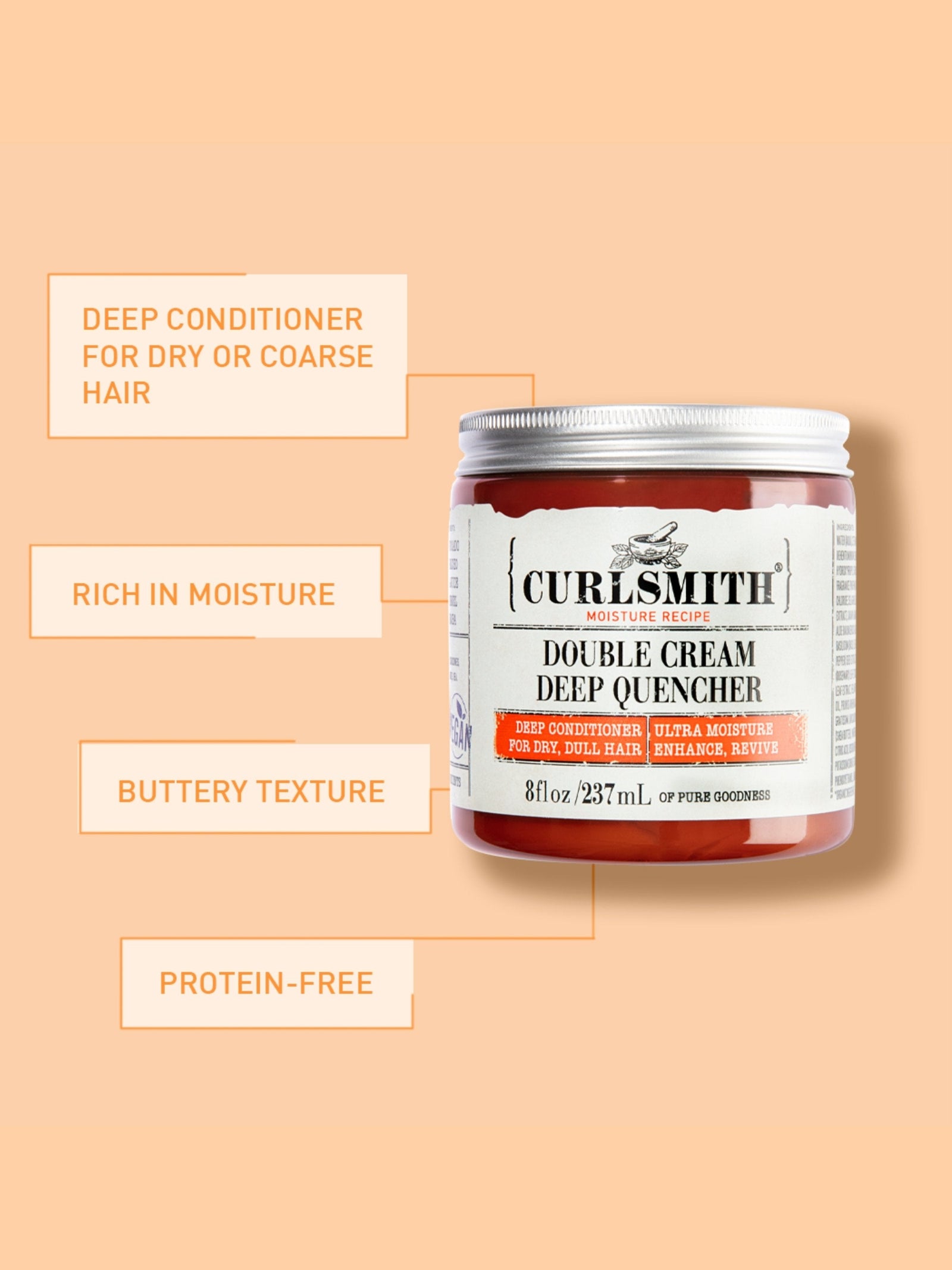 Double cream quencher jar on orange background