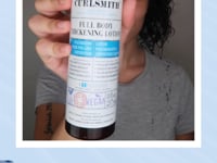 Woman shows how to use Full Body thickening lotion