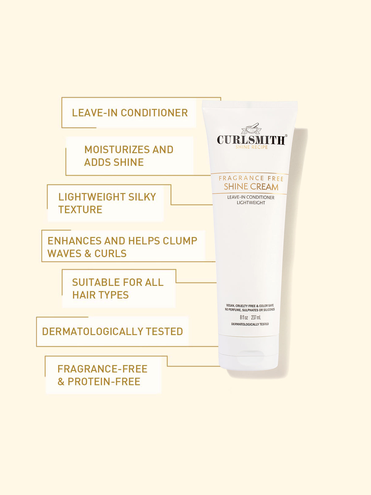 A set of hair care products by Curlsmith, including bottles of shampoo, conditioner, and a leave-in hair food, packaged in a box with a floral design.